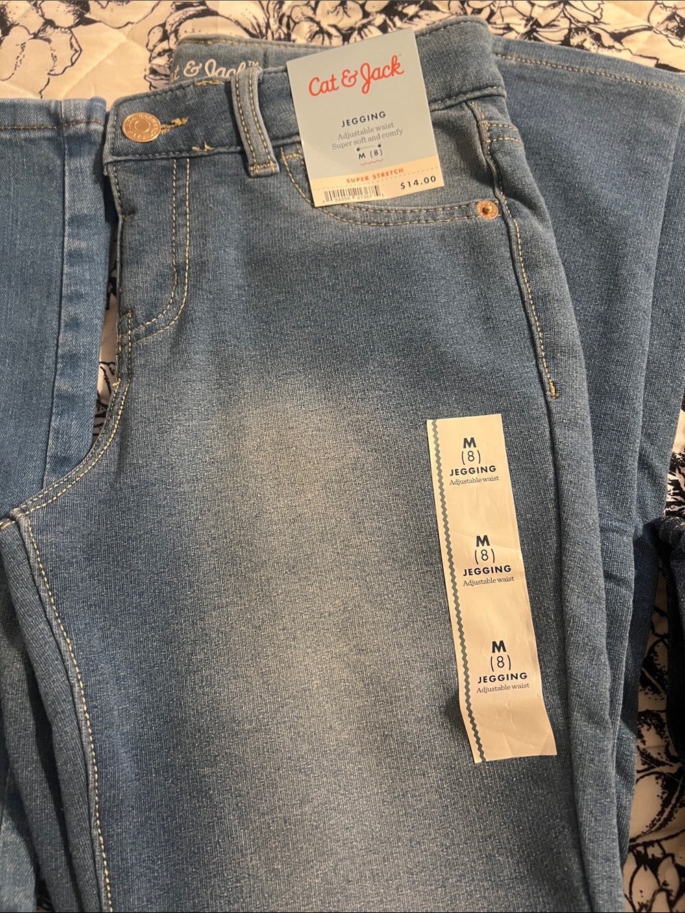 Cat & Jack Kids Triple Pack Blue Wash Jeggings - Picture 3 of 6